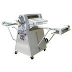 Thumbnail image #2 for DoughXpress BakeryXpress DXP-FRS02 Floor Model Reversible Dough Sheeter with Stainless Steel Rollers, 20.5" x 79" Conveyor
