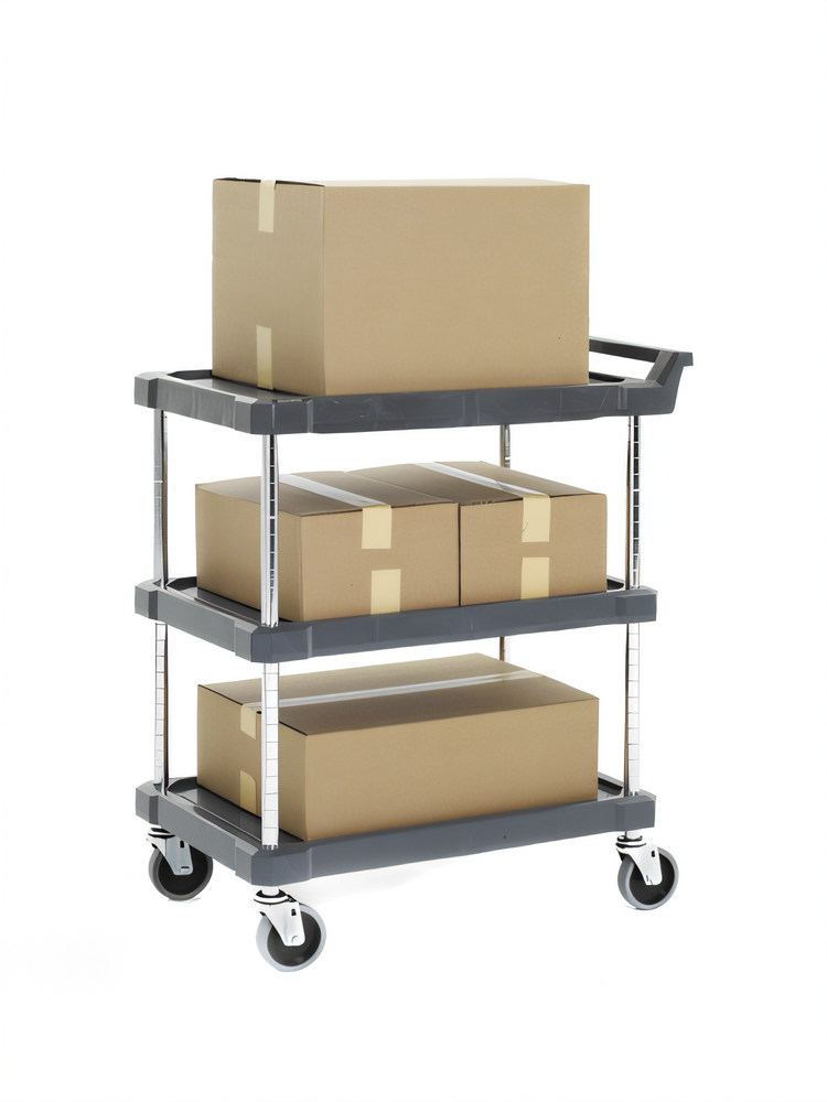 Product image #2 for Olympic 3-Shelf Utility Cart with Ship's Edge Polyethylene Shelves, 16 x 27 Inches