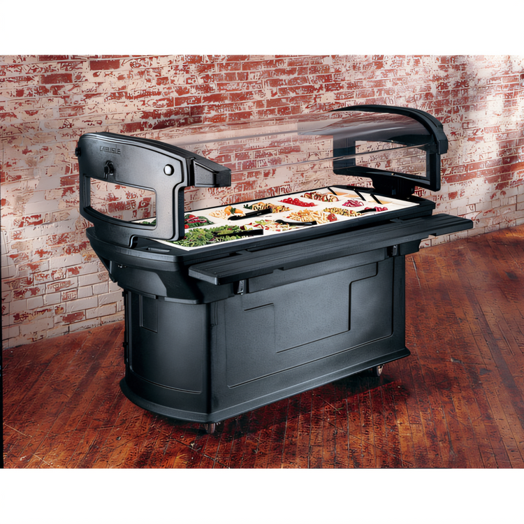 Product image #2 for Carlisle Maximizer 6-Foot Mobile Ice Cooled Food Bar with Tilting Acrylic Sneeze Guard, Black