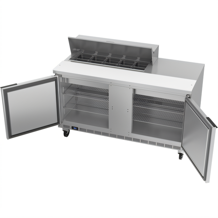 Product image #2 for Beverage-Air SPE60HC-10 Two-Section Sandwich Prep Table Refrigerator, 60-Inch Wide, 10-Pan Top