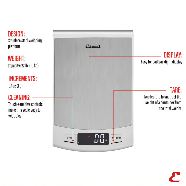 Product image #2 for Escali Passo High Capacity Digital Portion Control Scale, 22 lb / 10 kg