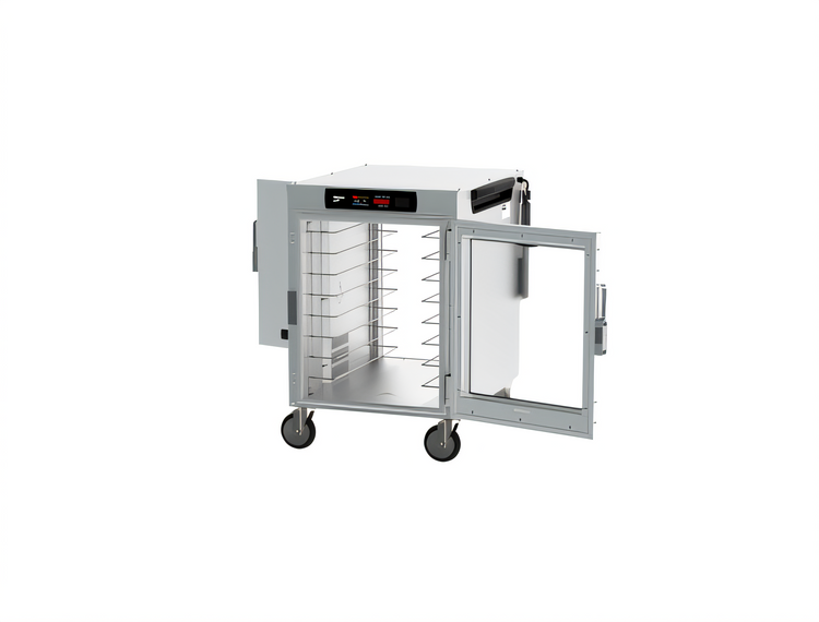 Product image #2 for Metro HotBlox™ Wide 8-Pan Half-Height Mobile Pass-Thru Insulated Holding Cabinet, Digital Touchscreen, Clear Front Door / Solid Rear Door, 120V