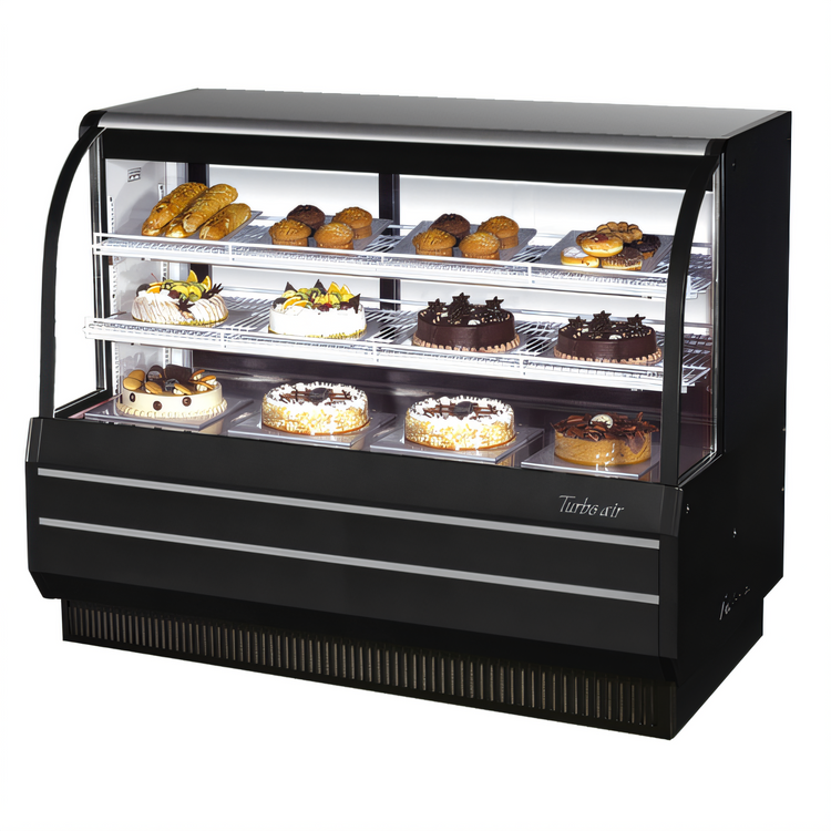 Product image #2 for Turbo Air Full-Service Curved Glass Refrigerated Bakery Display Case, 60 1/2" Wide, Floor Model, 19.4 Cu. Ft.