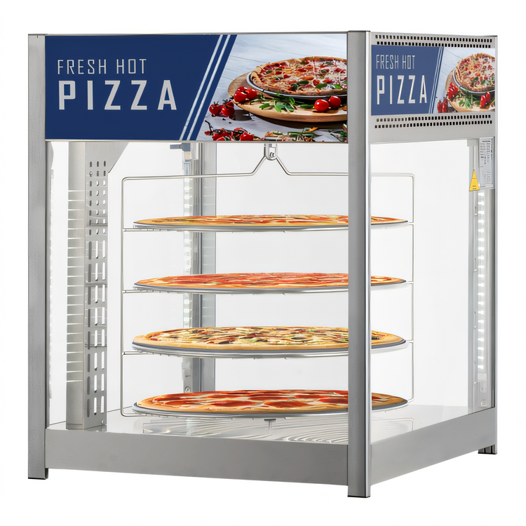 Product image #2 for KoolMore KM-HPD4-18 Floor Model Self-Service Heated Hot Food Display Case with Humidity Control, 4 Shelves, Stainless Steel