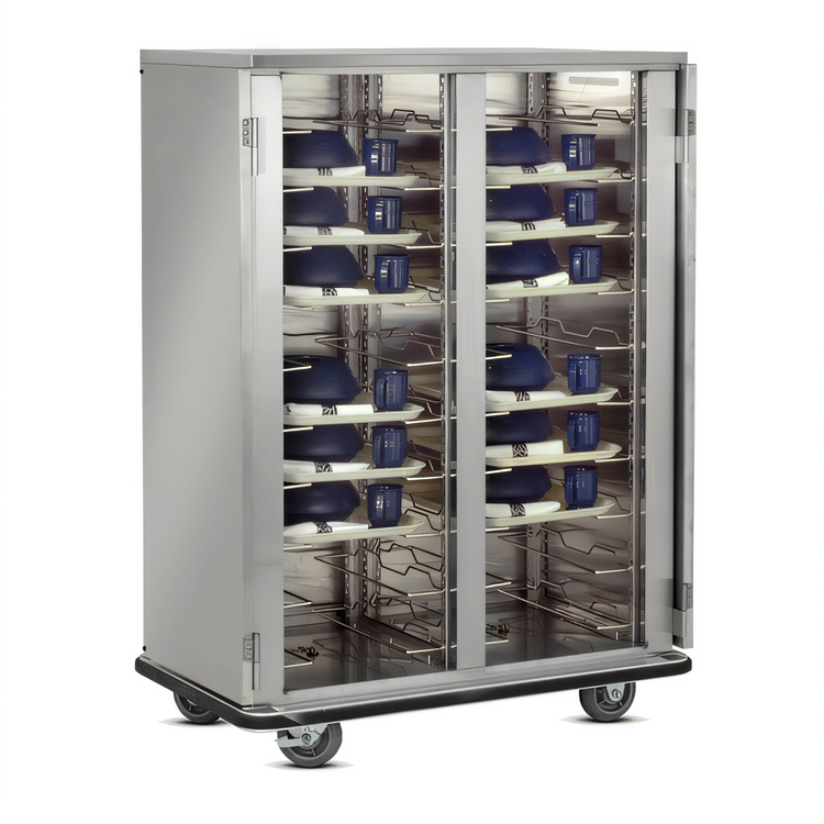 Product image #2 for FWE 2-Section Mobile Non-Insulated Patient Tray Cart, 20-Tray Capacity, Stainless Steel