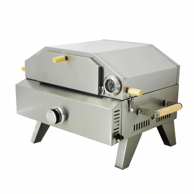 Product image #2 for Omcan 1-Deck Countertop Propane Gas Pizza Oven with Foldable Legs and Pizza Stone