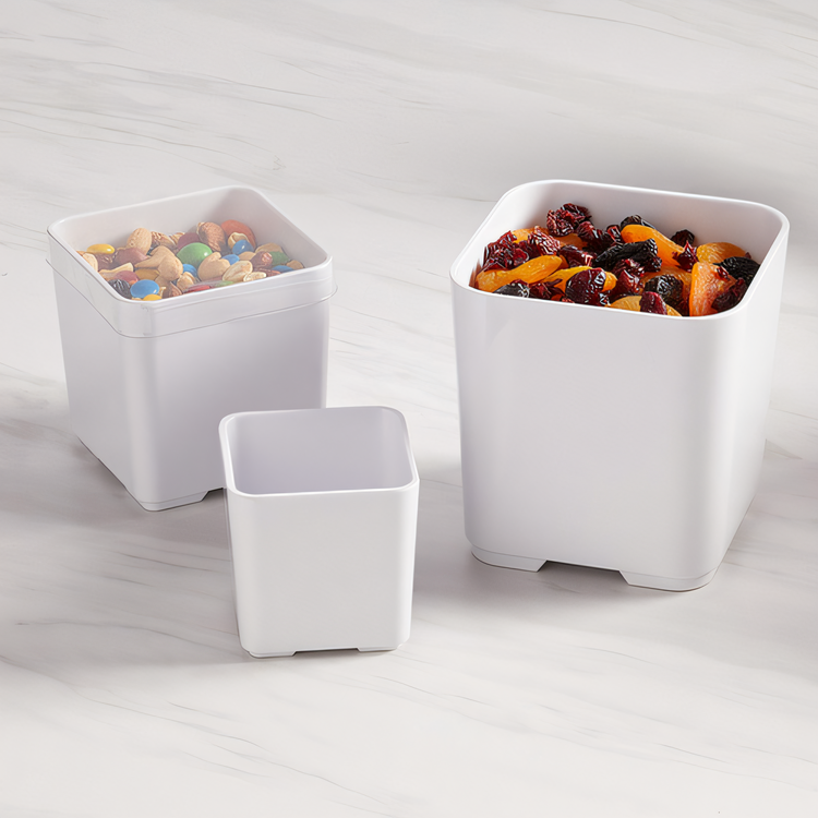 Product image #2 for American Metalcraft 4 Inch Square White Melamine Condiment Jar