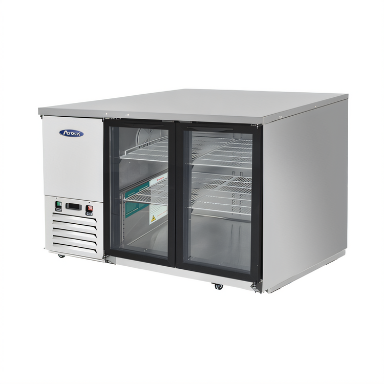 Product image #2 for Atosa 57-4/5-Inch Two-Section Glass Door Back Bar Cooler, 17.3 Cu. Ft., Self-Contained Side-Mount Refrigeration