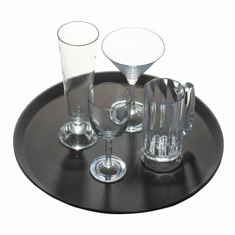 Product image #2 for Cambro Camtread 9-Inch Round Non-Skid Fiberglass Serving Tray, Tavern Tan