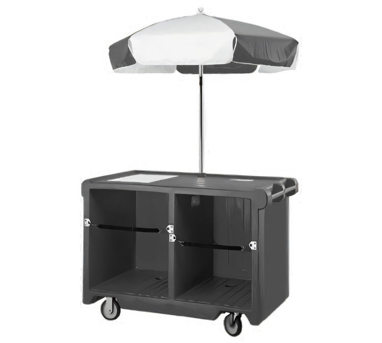 Product image #2 for Cambro Camcruiser® CVC55 Vending Cart with 1 Full-Size Food Pan Well, Cutting Board, and 60-Inch Umbrella
