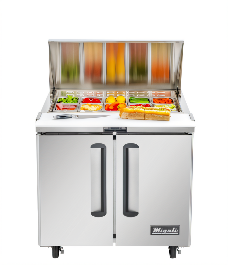 Product image #2 for Migali Competitor Series 36.3-Inch Big Top Refrigerated Sandwich Prep Table, 2-Door, 15-Pan