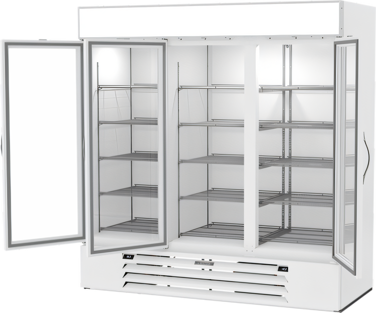 Product image #2 for Beverage Air MarketMax Dual-Temp Glass Door Reach-In Refrigerator/Freezer Merchandiser, 3-Section, White