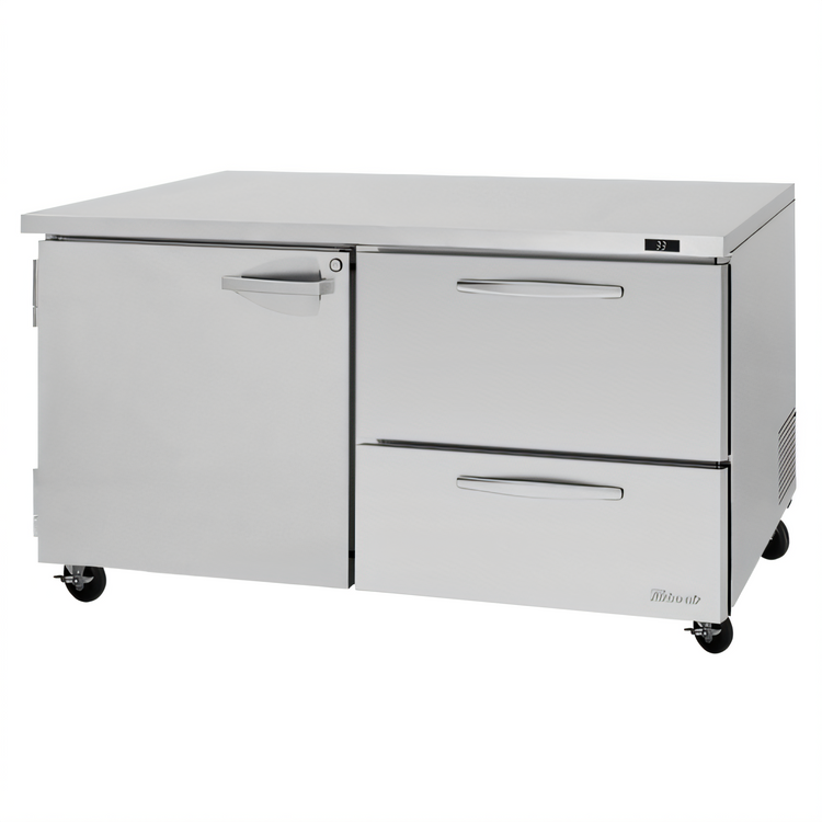 Product image #2 for Turbo Air PRO Series Two-Section Undercounter Refrigerator with 1 Door and 2 Drawers, Stainless Steel