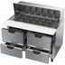 Thumbnail image #2 for Beverage-Air SPED48HC-18M-4 48-Inch Two-Section Mega Top Refrigerated Prep Table with 4 Drawers