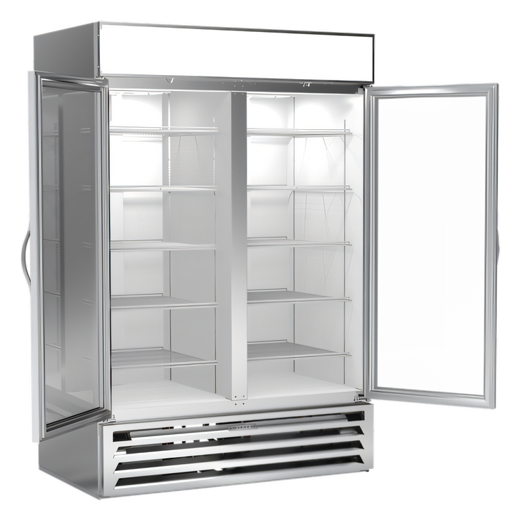Product image #2 for Beverage-Air MarketMax 46.2 Cu. Ft. Two-Section Reach-In Hinged Glass Door Freezer Merchandiser, White, Bottom-Mounted