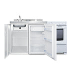 Thumbnail image #2 for Summit Commercial ACK60ELSTW 58.88-Inch All-in-One Kitchenette with 4-Burner Electric Range, Refrigerator-Freezer, Sink and Storage