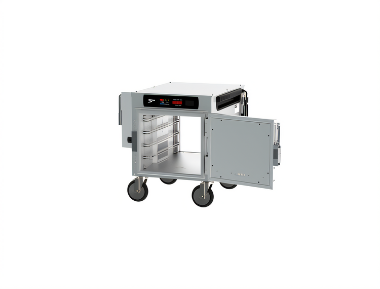 Product image #2 for Metro HotBlox Narrow 4-Pan Pass-Thru Undercounter Heated Holding Cabinet with Digital Touchscreen and Solid Doors