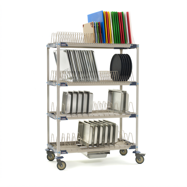 Product image #2 for MetroMax i 48-Inch x 24-Inch Mobile 4-Tier Tray and Pan Drying Rack with Drip Tray