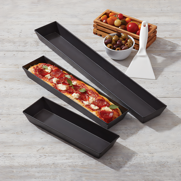 Product image #2 for American Metalcraft Rectangular Hard Coat Anodized Aluminum Long Pizza Pan