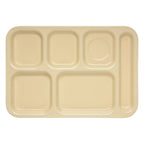 Thumbnail image #2 for CFS Brands 4398825 6-Compartment Right-Handed Rectangular Melamine Tray, 14-1/2 x 10 Inches, Tan Case of 12