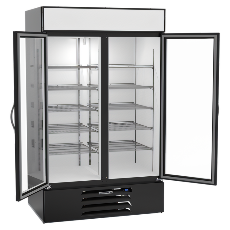 Product image #2 for Beverage-Air MarketMax Two-Section Reach-In Glass Door Refrigerated Merchandiser, Black, 40.2 Cu. Ft.