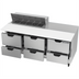 Thumbnail image #2 for Beverage-Air 72-Inch Three-Section Refrigerated Sandwich Prep Table with 6 Drawers