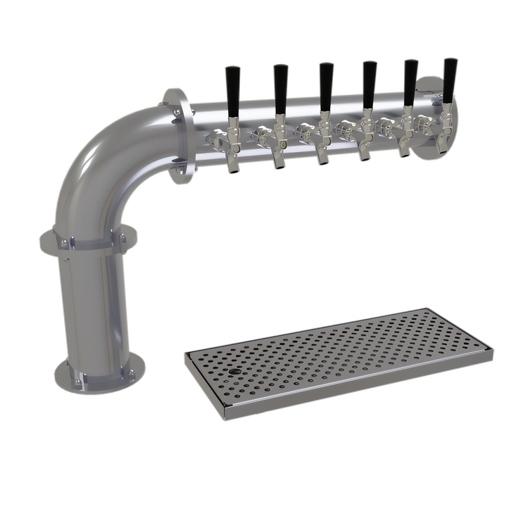Product image #2 for Glastender PC-6-SS Countertop Pipe Cantilever Draft Dispensing Tower, 6 Faucets, Air-Cooled, Stainless Steel