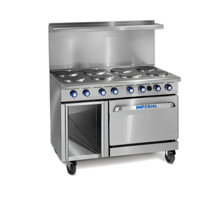 Product image #1 for Imperial Pro Series 48-Inch Electric Restaurant Range with 8 Round Plate Elements and 2 Space Saver Ovens