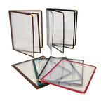 Thumbnail image #1 for Omcan USA 39793 Plastic Booklet Menu Cover, 9-1/4"W x 11-3/4"H, Brown with Metal Decorative Corners Case of 10