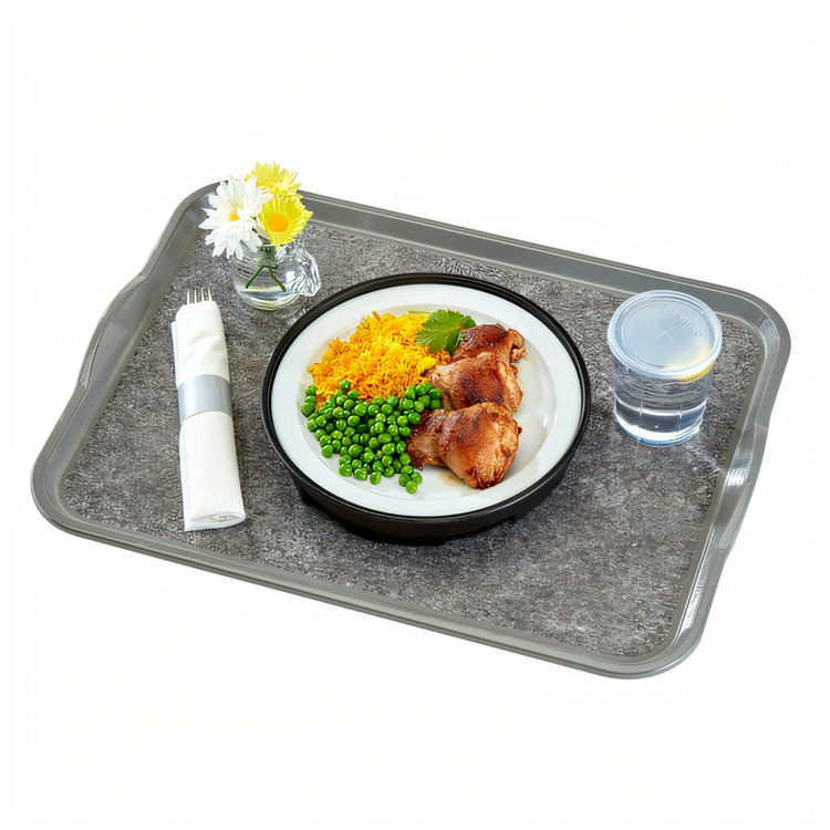 Product image #2 for Cambro Versa Camtray Non-Skid Rectangular Fiberglass Tray with Handles, 14 x 18 Inches, Pearl Gray with Titan