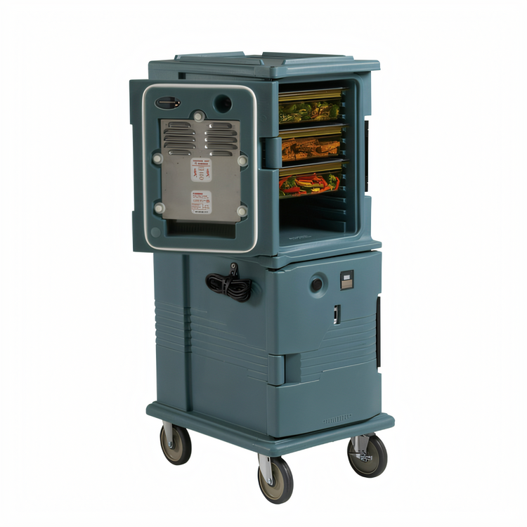 Product image #2 for Cambro Ultra Camcart H-Series 2-Compartment Electric Front-Loading Heated Food Pan Carrier, 110V, Granite Green