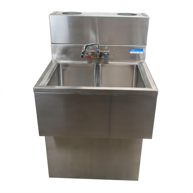 Product image #2 for BK Resources Slim-Line 3-Compartment Underbar Sink with Left Drainboard, 48 Inch Wide, 304 Stainless Steel