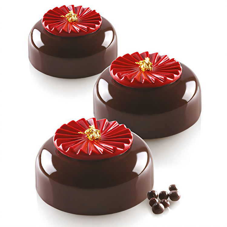 Product image #2 for Silikomart Plisse 6-Cavity Chocolate & Candy Mold, 2.95-Inch Diameter, White