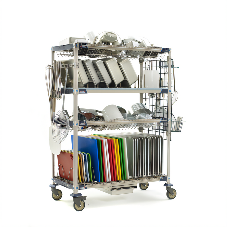 Product image #2 for MetroMax i 48-Inch Wide Mobile 4-Tier Drying Rack Unit with 2 Drop-Ins and Tray Rack