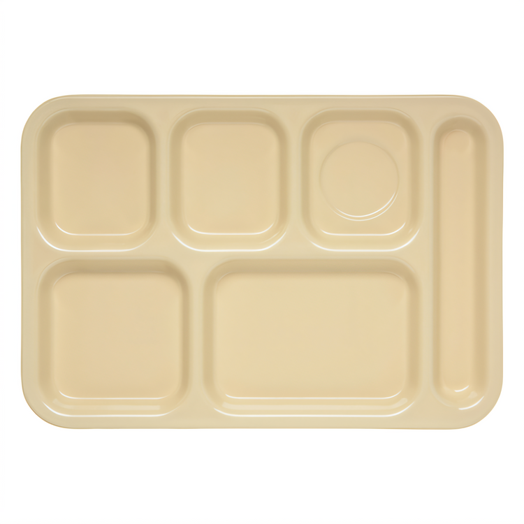 Product image #2 for Carlisle 6-Compartment Right-Handed Rectangular Melamine Compartment Tray, 14-1/2 x 10 Inches, Tan
