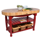 Thumbnail image #2 for John Boos Boos Block CU-HAR60 Oval Harvest Table, 60 x 30 x 36 in, 4 in End-Grain Maple Top with 3 Wicker Baskets
