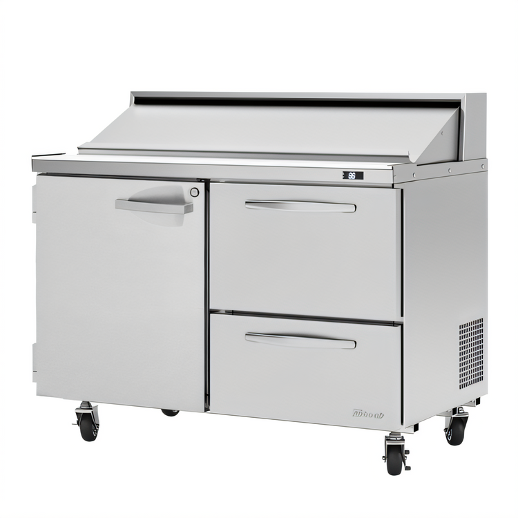 Product image #2 for Turbo Air PRO Series 48-Inch Two-Section Sandwich/Salad Prep Table with 12-Pan Top, 1 Door, and 2 Drawers