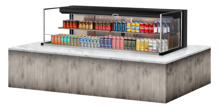 Product image #2 for Turbo Air 72-Inch Drop-In Low-Profile Horizontal Open Refrigerated Display Case with Self-Cleaning Condenser
