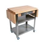 Thumbnail image #2 for John Boos Cucina Elegante CUCE30 30-Inch x 20-Inch Mobile Maple Butcher Block Cart with Stainless Steel Drawer, Shelves, and 1-1/2-Inch Edge-Grain Top