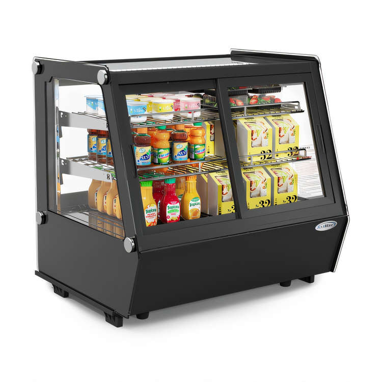 Product image #2 for KoolMore 28-Inch Countertop Self-Service Refrigerated Display Case with Sliding Glass Doors, Black