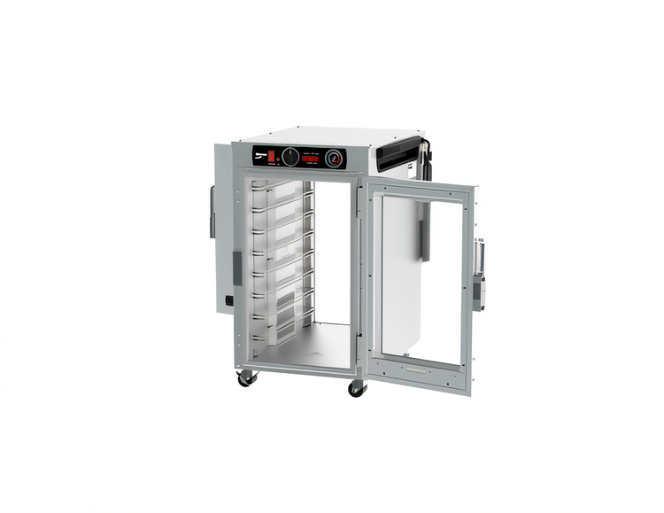Product image #2 for Metro HotBlox Insulated Narrow 8-Pan Undercounter Pass-Thru Heated Holding Cabinet, Analog, Clear Front/Solid Rear Doors