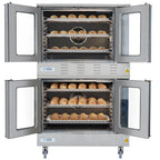 Thumbnail image #2 for Koolmore KM-DCCO54-LPC Double-Deck Liquid Propane Commercial Convection Oven, 3-Pan Capacity per Compartment, Casters, Dual Glass Doors