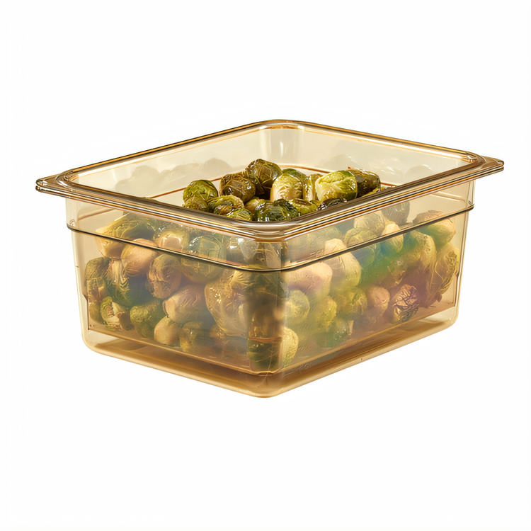 Product image #2 for Cambro H-Pan High Heat Half-Size 6-Inch Deep Amber Plastic Food Pan