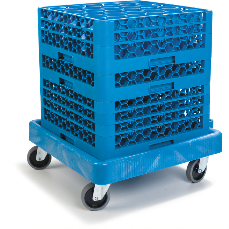 Product image #2 for OptiClean Single-Stack Glass Rack Dolly, No Handle, Blue Polypropylene, 350 lb Capacity