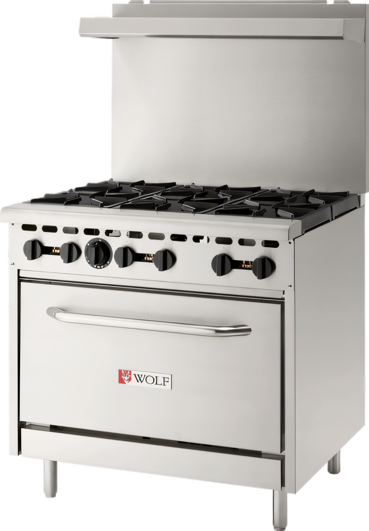 Product image #2 for Wolf WX36-6BN WX Series 36-Inch Natural Gas Commercial Range with 6 Open Burners and Standard Oven