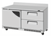 Thumbnail image #2 for Turbo Air Super Deluxe 60-1/4-Inch Stainless Steel Front-Breathing Two-Section Worktop Refrigerator with 1 Solid Door and 2 Drawers