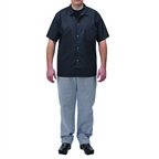 Thumbnail image #1 for Winco Signature Chef UNF-1KM Short-Sleeve Snap-Front Chef Shirt, Black, Medium, Poly-Cotton Blend Case of 48