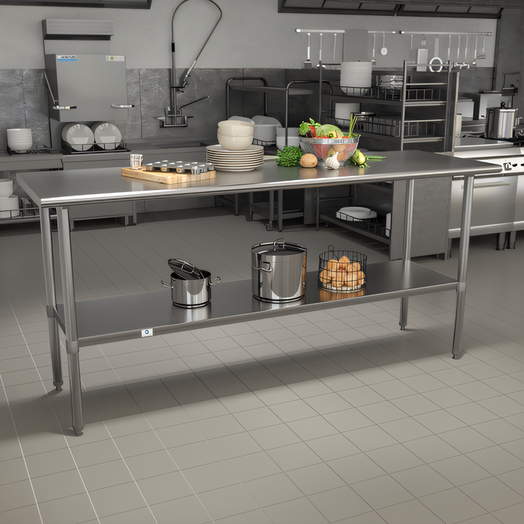 Product image #2 for 72 Inch x 30 Inch Stainless Steel Prep and Work Table with Undershelf