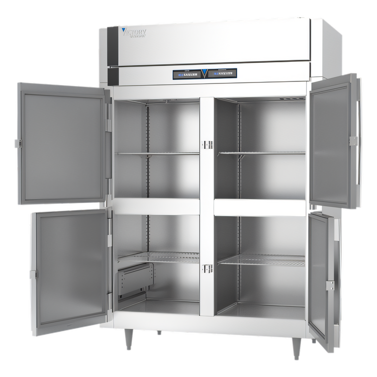 Product image #2 for Victory UltraSpec Extra-Wide Dual Temp Reach-In Warmer/Refrigerator Holding Cabinet, 2-Section, 4 Half-Height Doors
