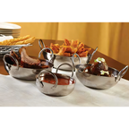 Thumbnail image #1 for American Metalcraft BD65 32 oz. Round Stainless Steel Balti Dish with Handles, Mirror Finish Case of 48